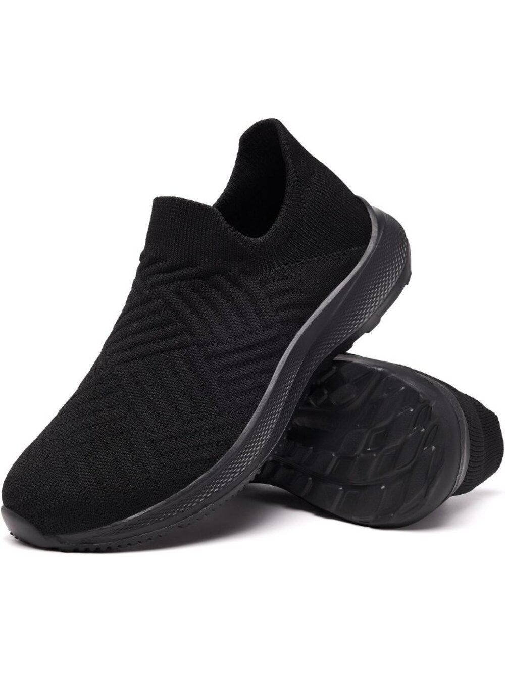 Women All-Black Rubber Walking Shoes Comfort Lightweight Sneakers Athletic Shoes
